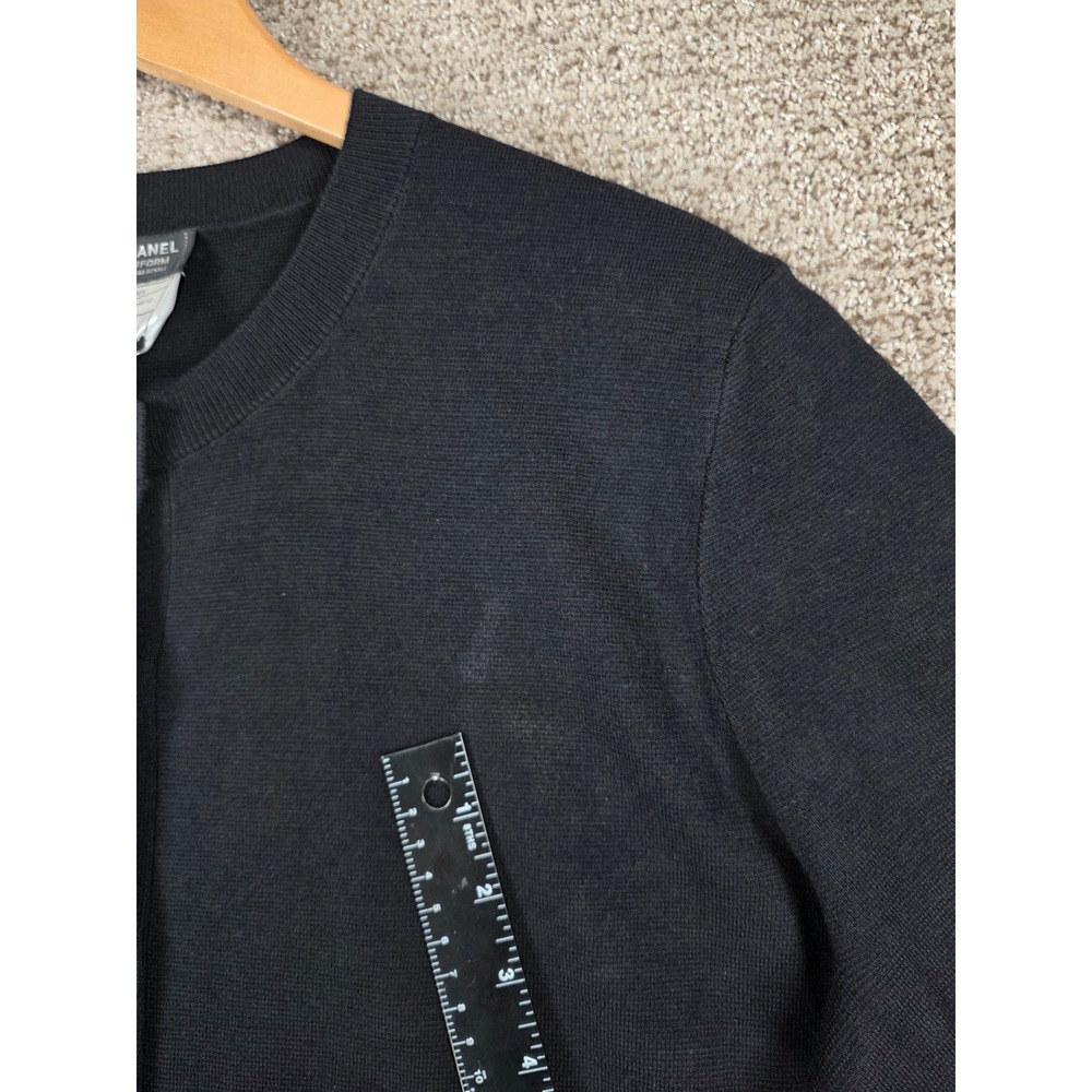 Chanel Uniform Black Wool Cotton Knit Cardigan Sweater Women's Size XXL NEW READ - Picture 7 of 12